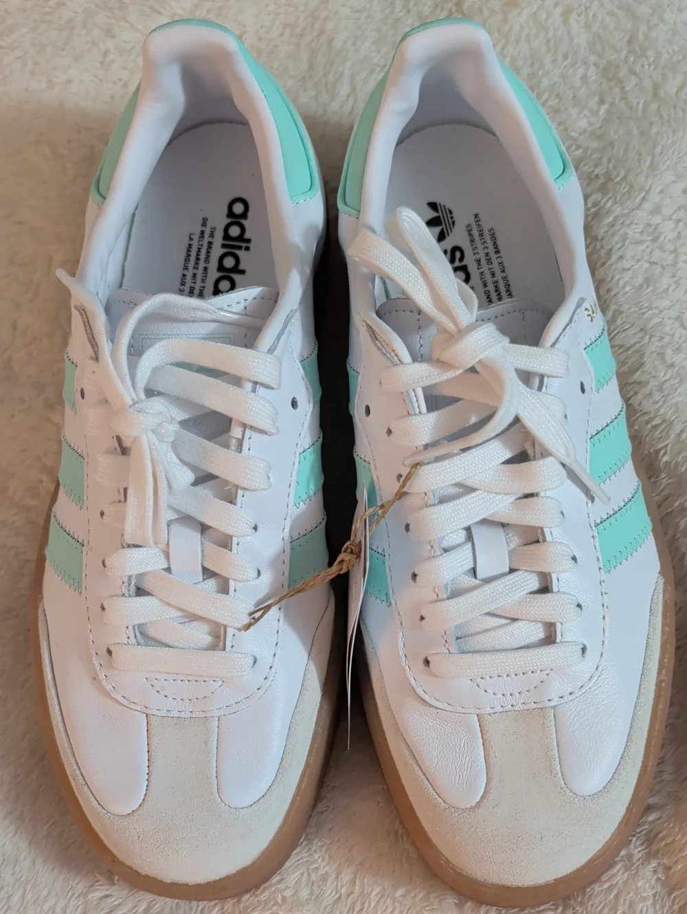 ✨ NWT Adidas Originals Sambae J Sneakers - White/Clear Mint - Size 7 Youth